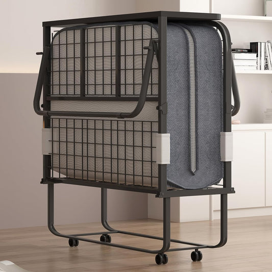 Cama plegable con colchón para adultos, cama plegable de tamaño individual con