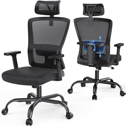 NOBLEWELL Silla de oficina ergonómica, silla de escritorio con soporte lumbar...