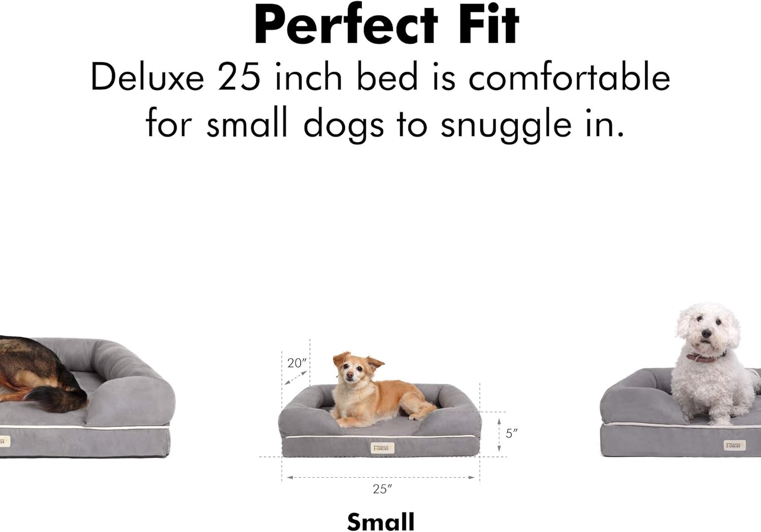 Cama para perros Friends Forever 100% gamuza, edición especial, gris