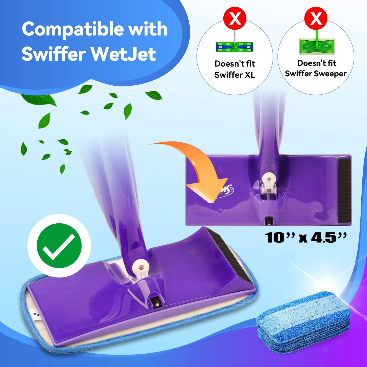 Paquete de 6 almohadillas reutilizables para mopa Swiffer WetJet, almohadillas...