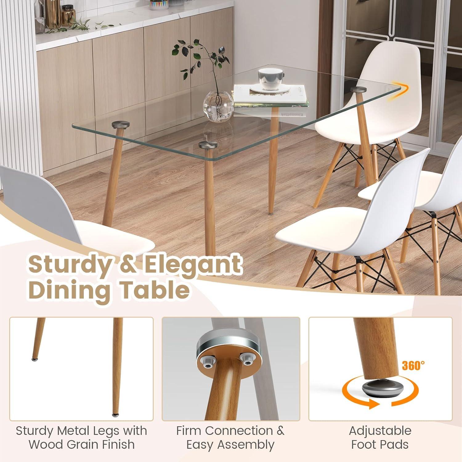 Tangkula Juego de mesa de comedor para 4, mesa y sillas de cocina modernas,