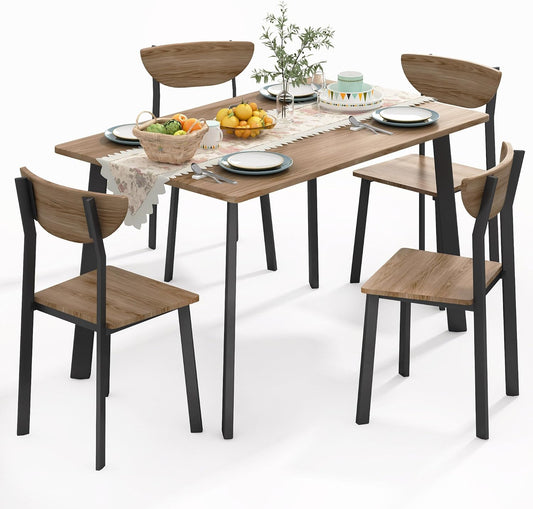 Lamerge Juego de mesa de comedor de cocina para 4, moderno juego de mesa y