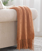 Bourina Manta de punto decorativa con textura, unicolor y suave, para sofá, 50...