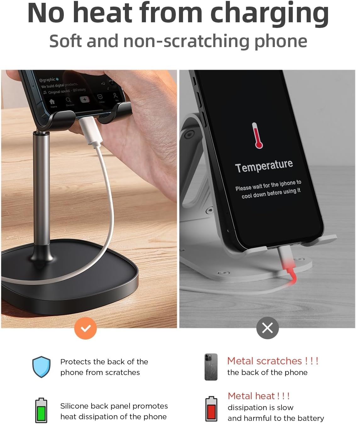LISEN - Soporte para teléfono celular, ajustable, accesorios para escritorio de...