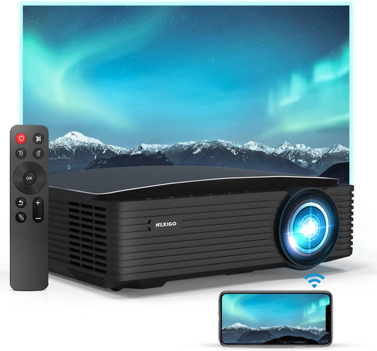 NexiGo Proyector para exteriores PJ20, proyector de películas con WiFi y...