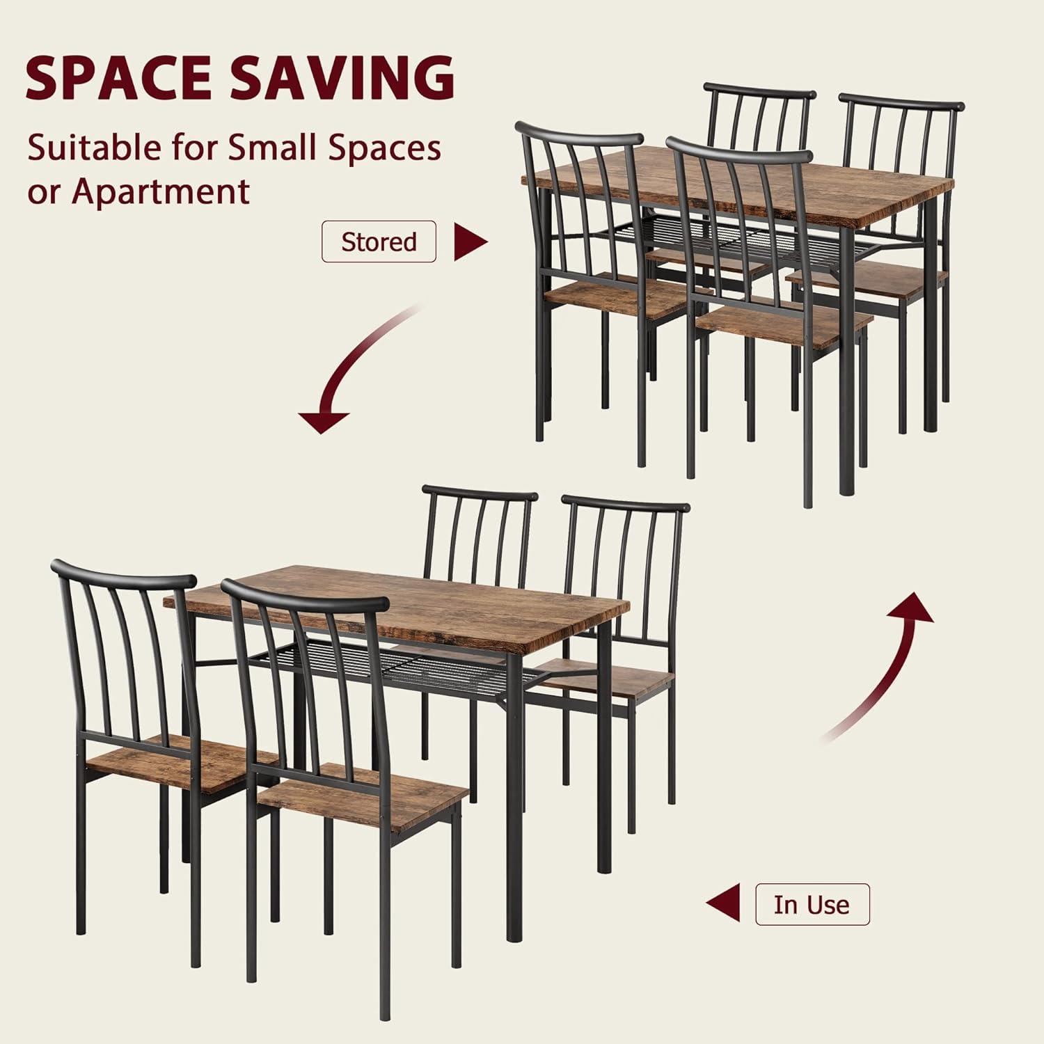 GAOMON Juego de mesa de comedor para 4, mesa de cocina y sillas para 4 con