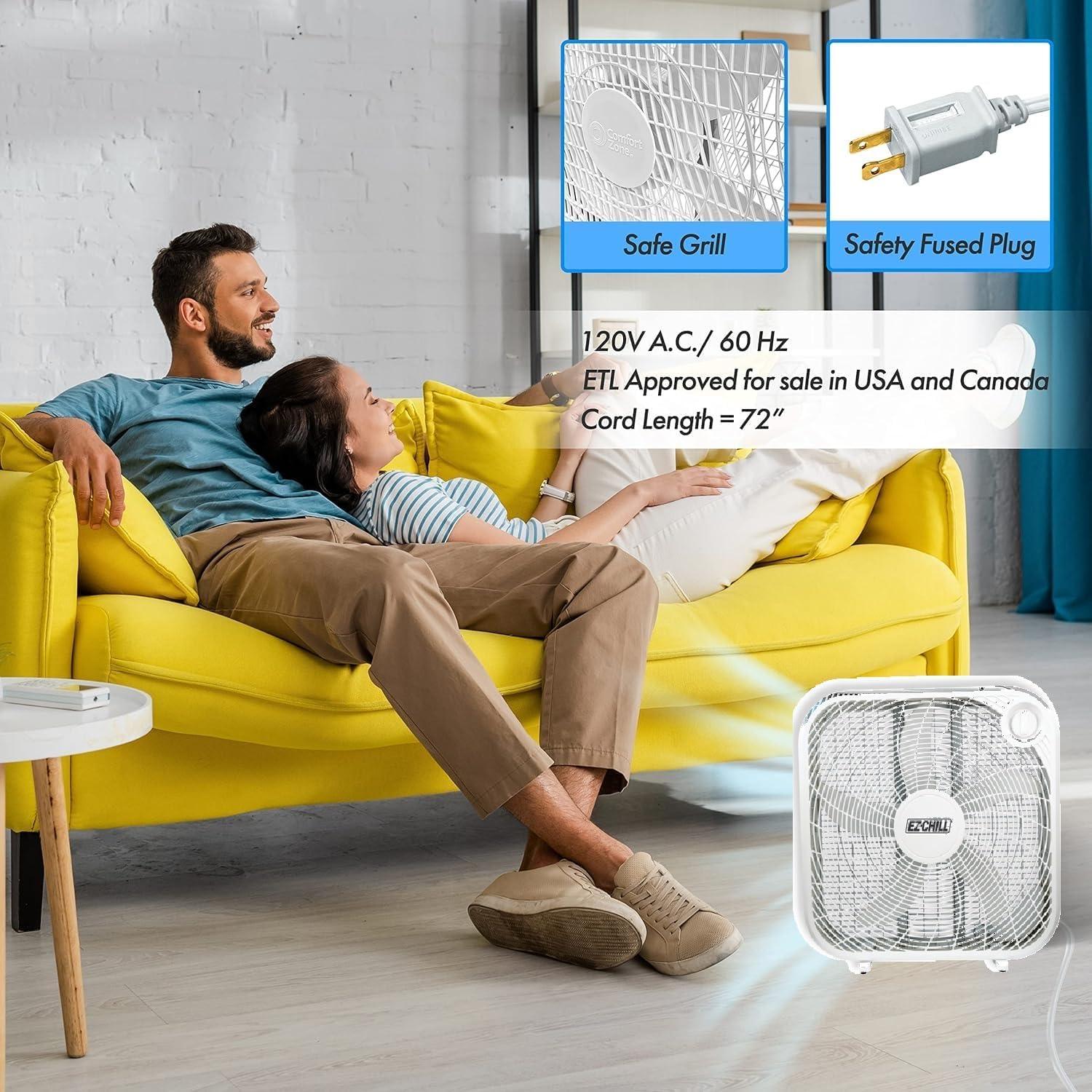 Ventilador de caja de 3 velocidades de 20" con asa de transporte para