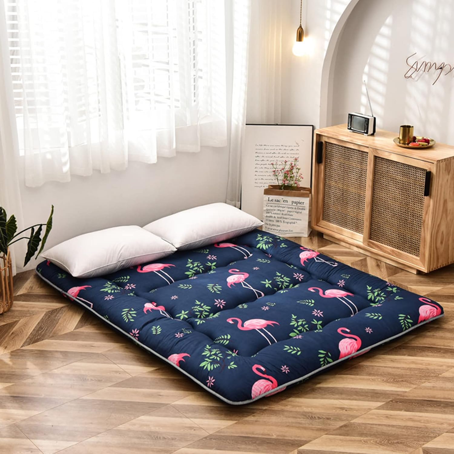 Colchón de futón japonés flamenco para dormir, cama japonesa plegable, colchón...