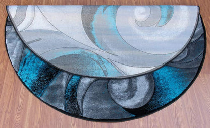 Rugs, Alfombra redonda tejida moderna color turquesa, tallada a mano (7 pies 8
