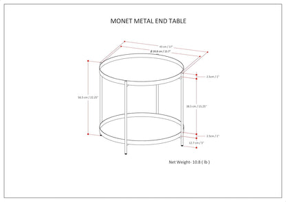 SIMPLIHOME Monet - Mesa auxiliar industrial de metal de 17 pulgadas de ancho en...