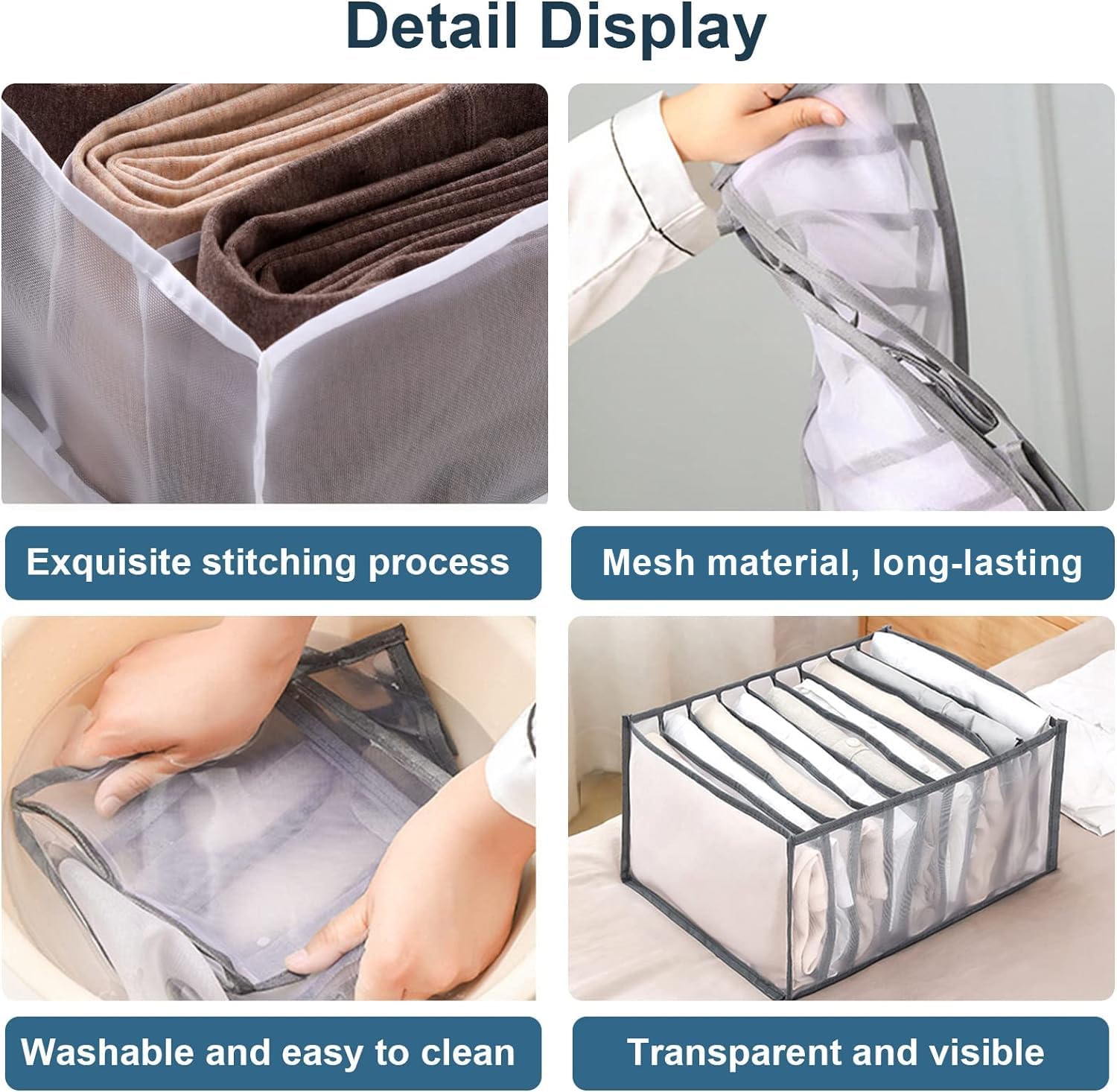 KesaPlan 2Pcs Wardrobe Clothes Organizer, 9Grids Visible Foldable Closet...