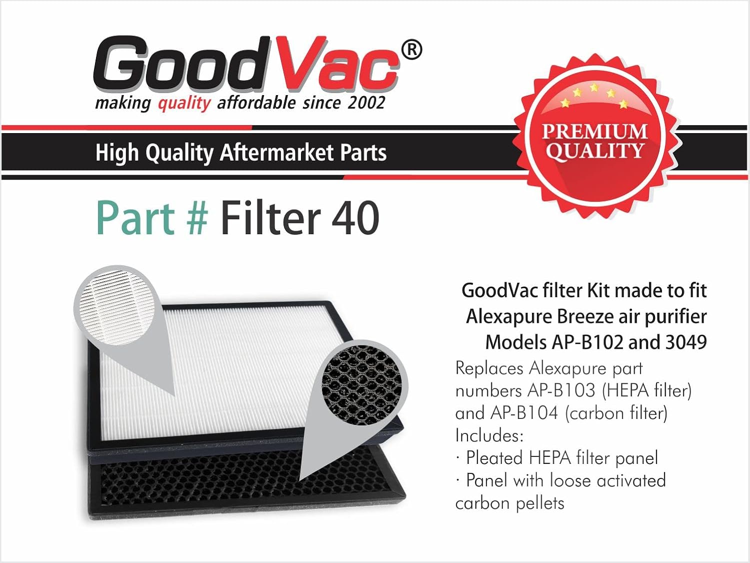 GOODVAC Kit de filtro HEPA compatible con purificadores de aire Alexapure...