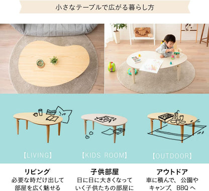 Mesa de centro plegable de madera en forma de pera (31.5 x 20.5 pulgadas),
