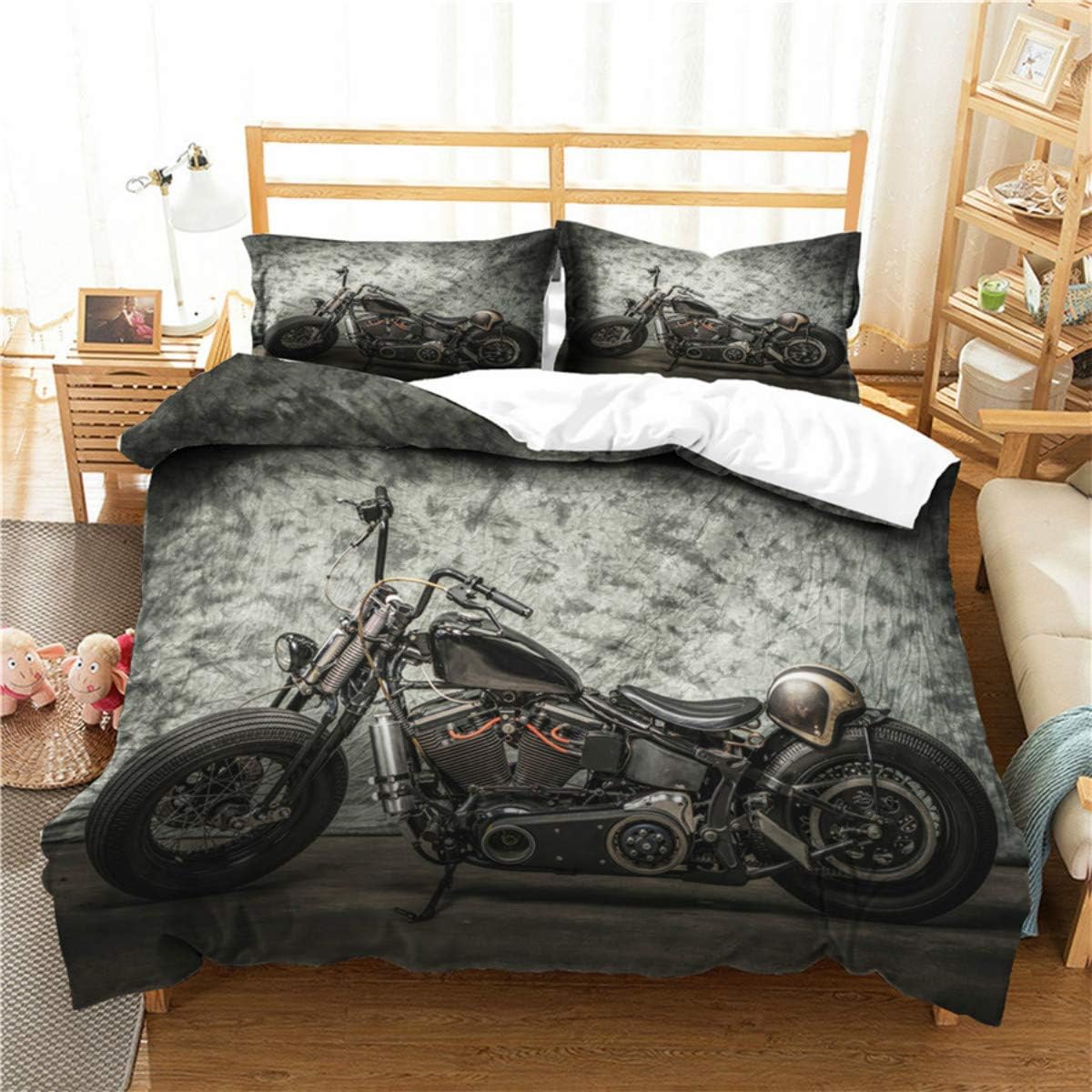 Juego de ropa de cama 3D impresa en 3D para motocicleta, ropa de cama para...