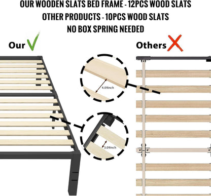 Bastidores de cama de tamaño individual de 18 pulgadas con listones de madera