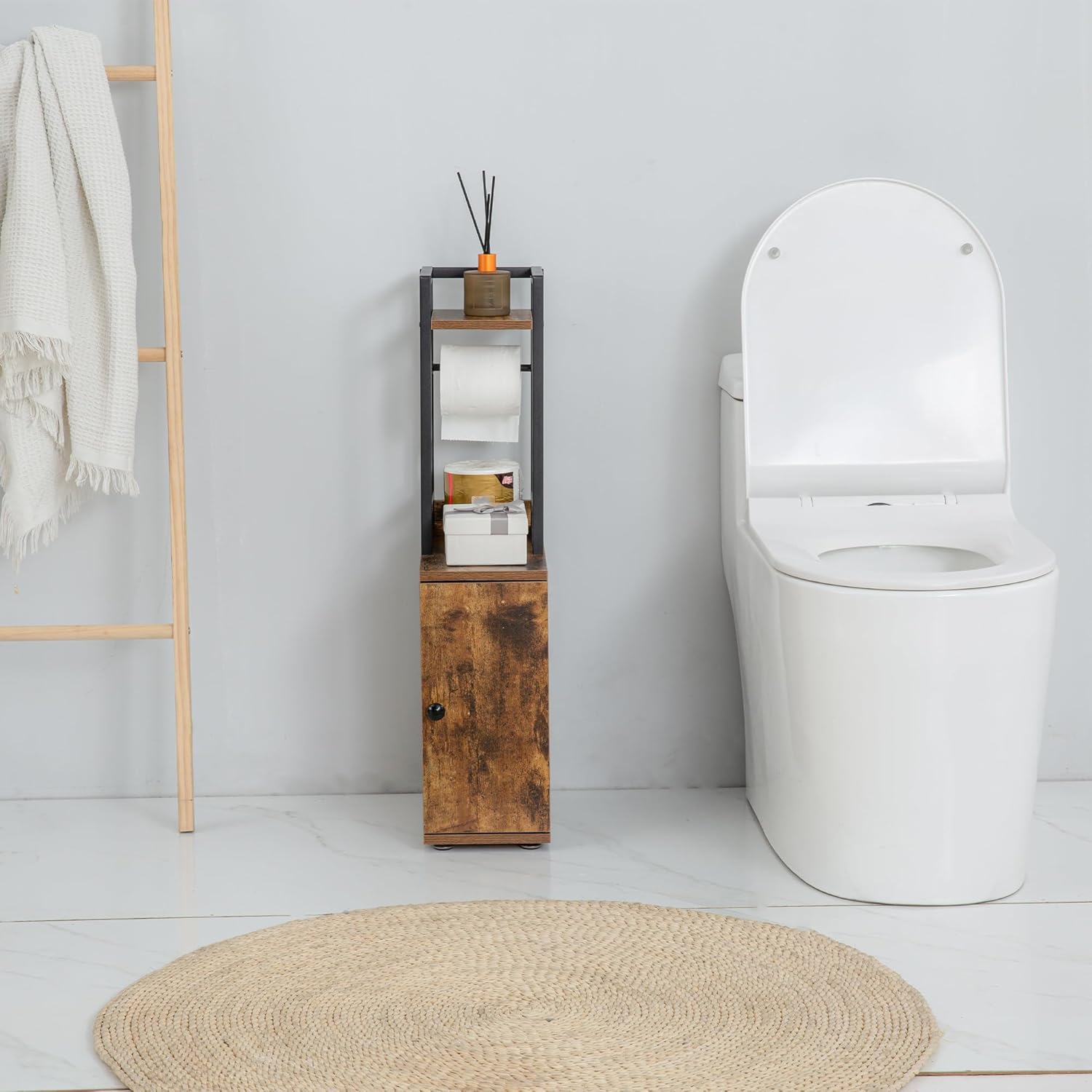 Armario de almacenamiento de baño pequeño, organizador de baño de lado estrecho...