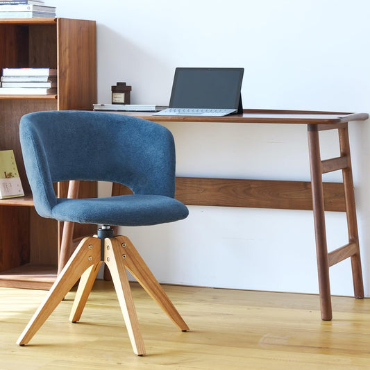 Silla giratoria moderna de mediados de siglo con patas de madera maciza, silla...