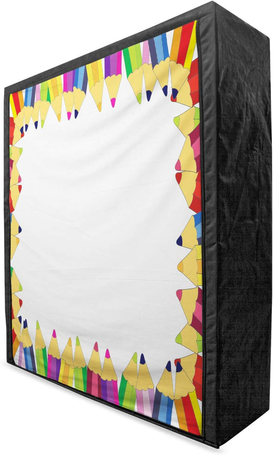 Party Portable Fabric Wardrobe, Frame of Colorful Pencils Fun Time Theme