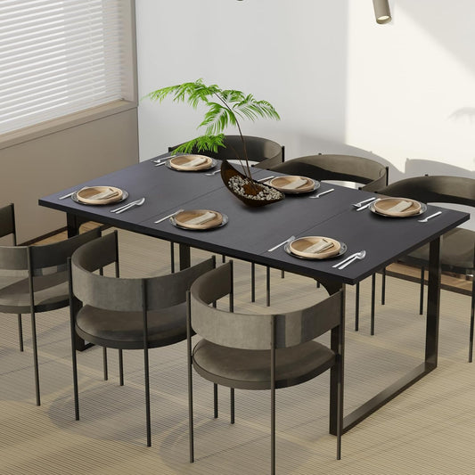 Mesa de comedor de madera para 6 personas, mesa Kichen rectangular moderna de