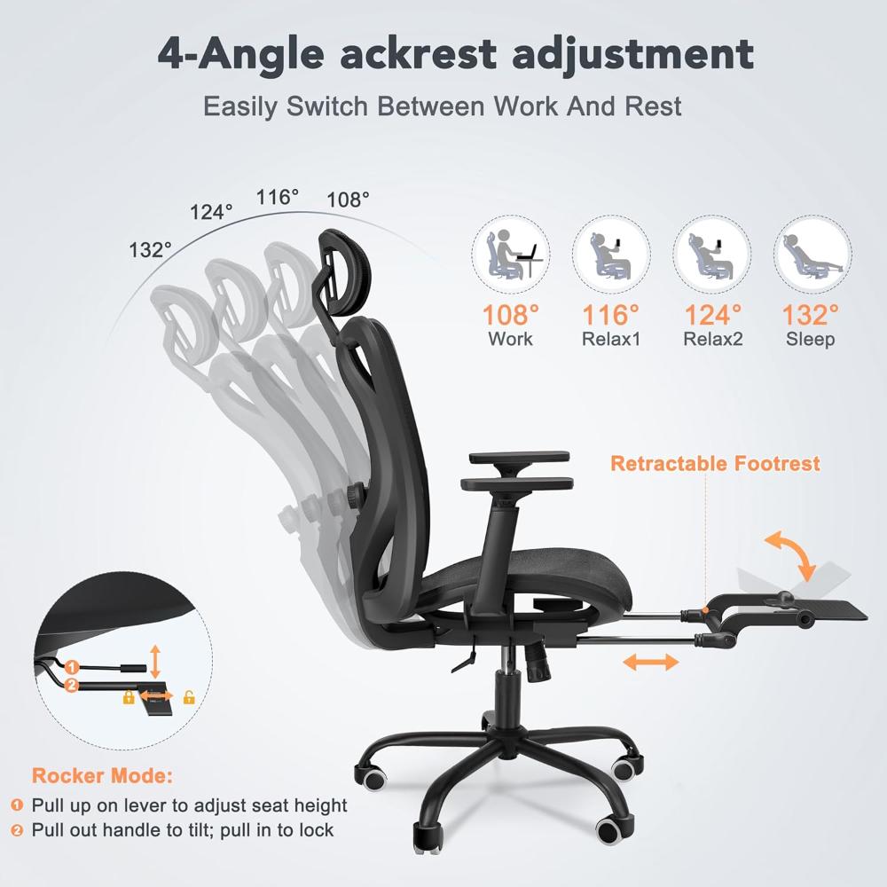 Silla de oficina Decofy Negro ergonómica