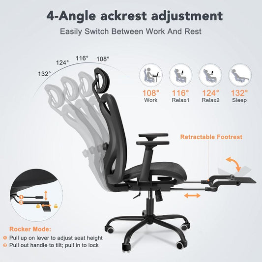 Silla de oficina Decofy Negro ergonómica