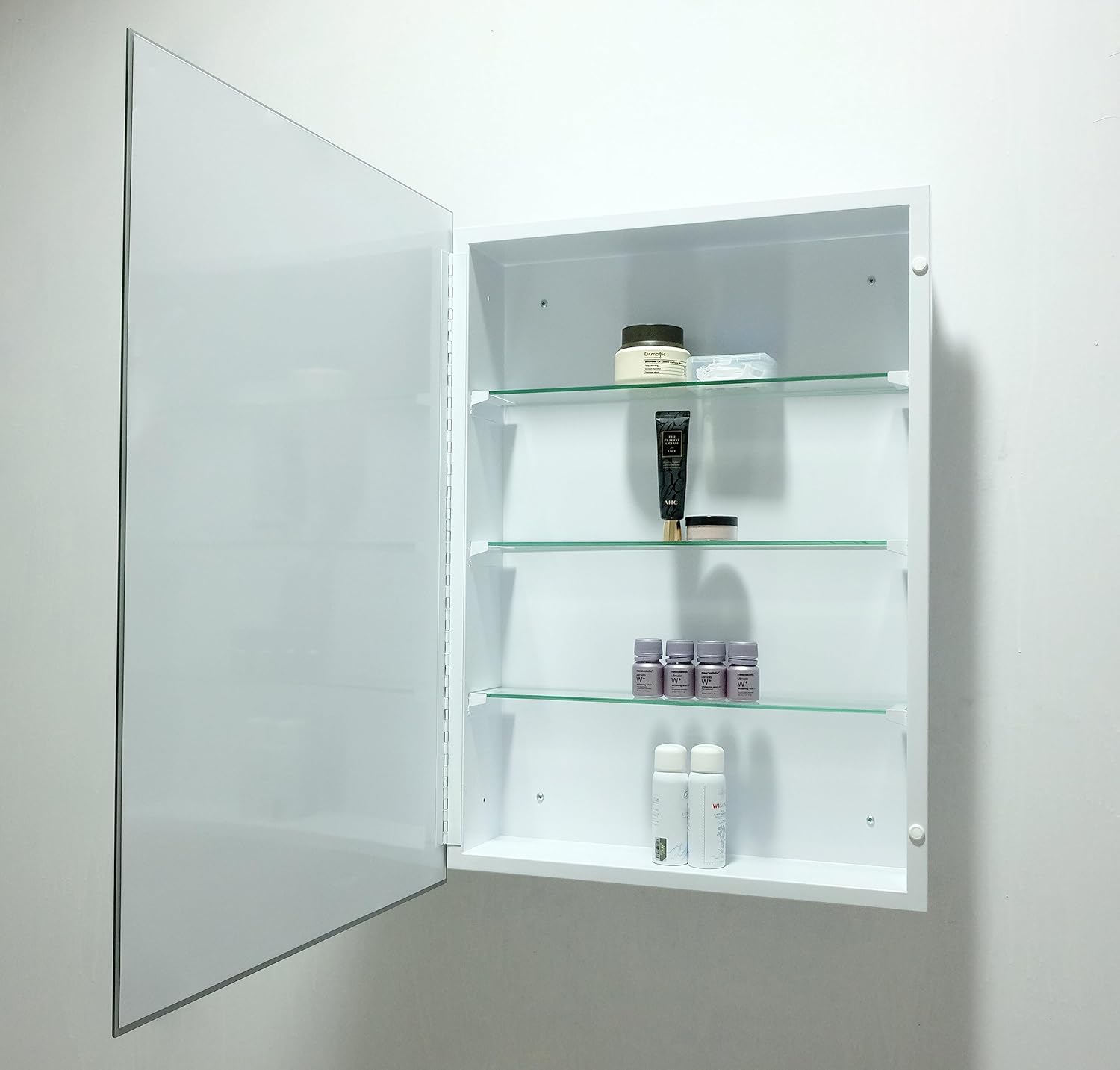 Botiquín de baño con espejo sin marco de 14 x 24 pulgadas, gabinete de espejo...