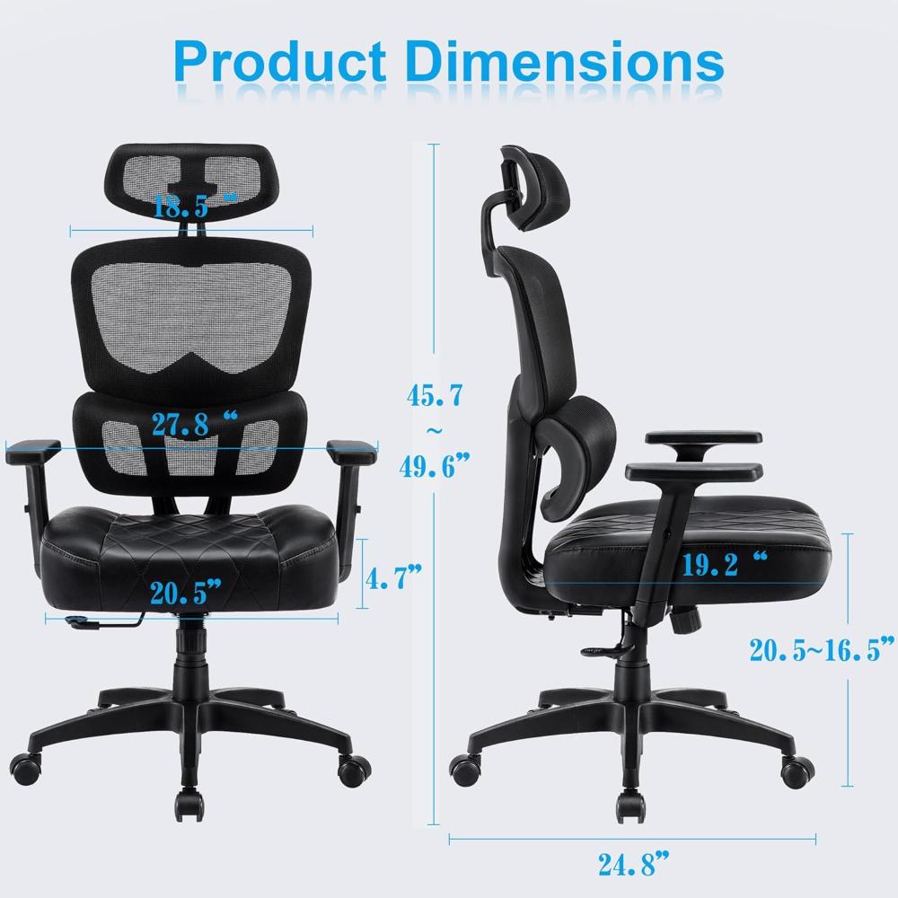Silla de oficina VECELO Negro giratoria ergonómica