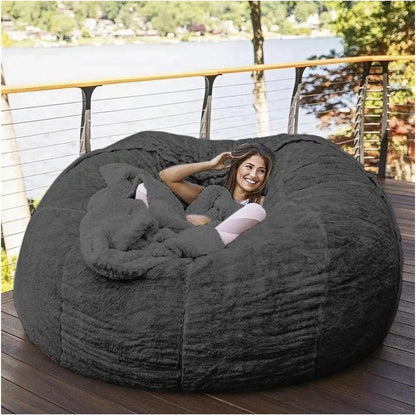 Puf, funda gigante de piel para adultos y niños (sin relleno), cómoda y...