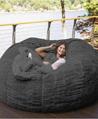 Puf, funda gigante de piel para adultos y niños (sin relleno), cómoda y...