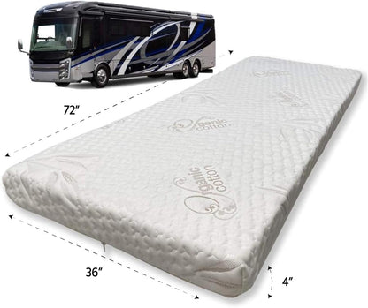 Foamma Colchón de espuma viscoelástica de gel de viaje de 4 x 36 x 72 pulgadas,