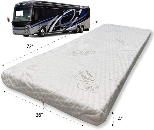 Foamma Colchón de espuma viscoelástica de gel de viaje de 4 x 36 x 72 pulgadas,
