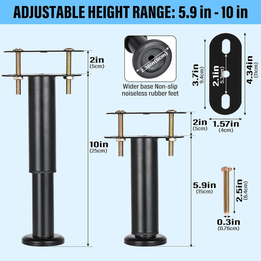 4 patas de soporte ajustables para marco de cama, patas de soporte de metal...