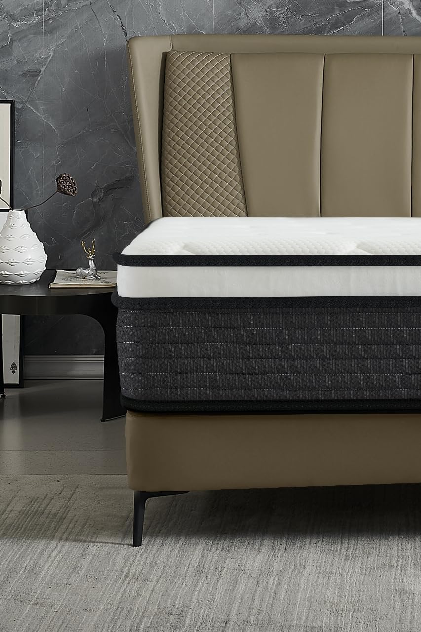 Colchón híbrido individual de 10 pulgadas en una caja, cojín de cama con diseño