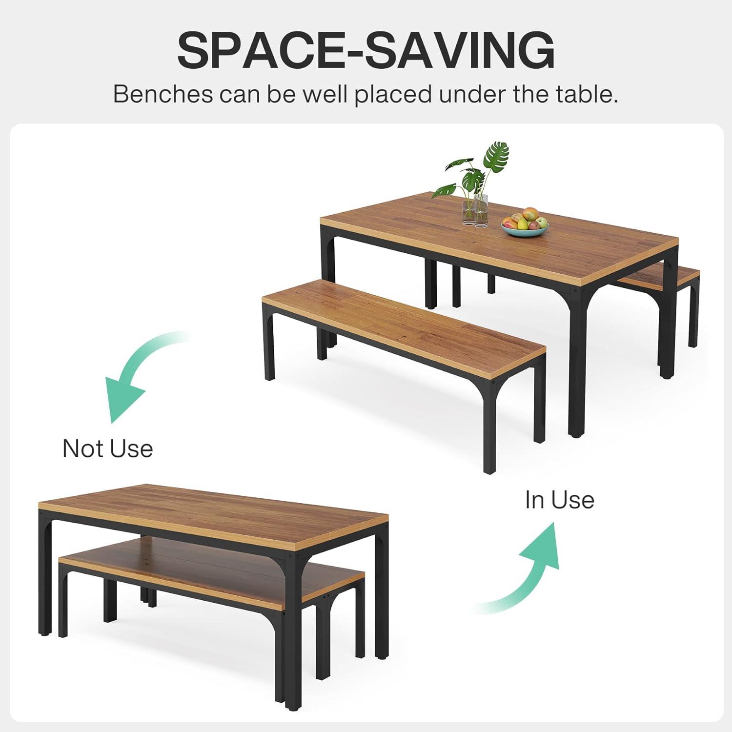 Juego de mesa de comedor de 55 pulgadas, moderna mesa de comedor de 3 piezas