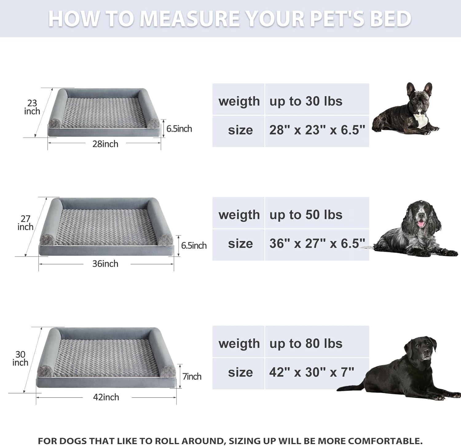 BFPETHOME - Camas ortopédicas para perros grandes, cama para perros medianos y...
