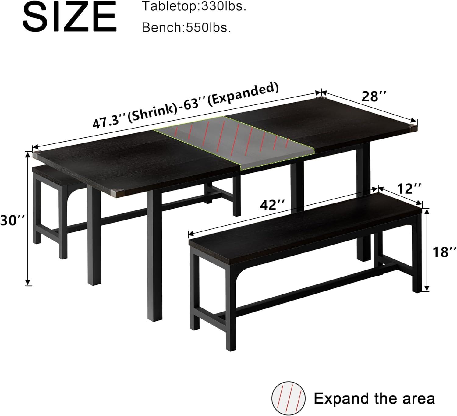 Feonase Juego de mesa de comedor de 63 pulgadas para 4-6, mesa de comedor