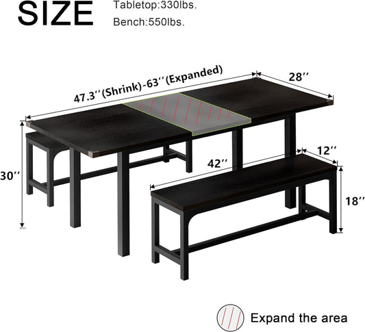 Feonase Juego de mesa de comedor de 63 pulgadas para 4-6, mesa de comedor