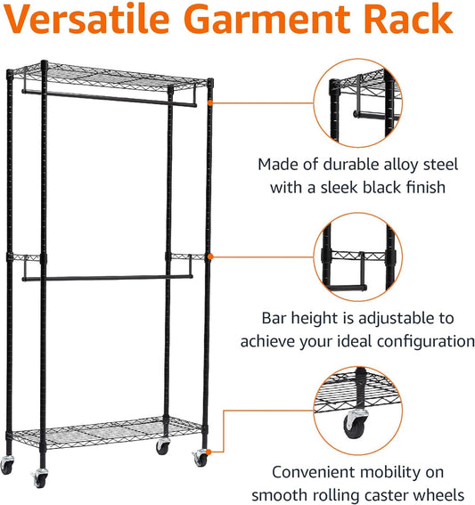 Tienda Basics WI-GAR1436B - Estante organizador de armario con ruedas,...