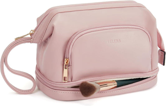 Telena Bolsa de maquillaje de gran capacidad, bolsas de cosméticos de viaje de