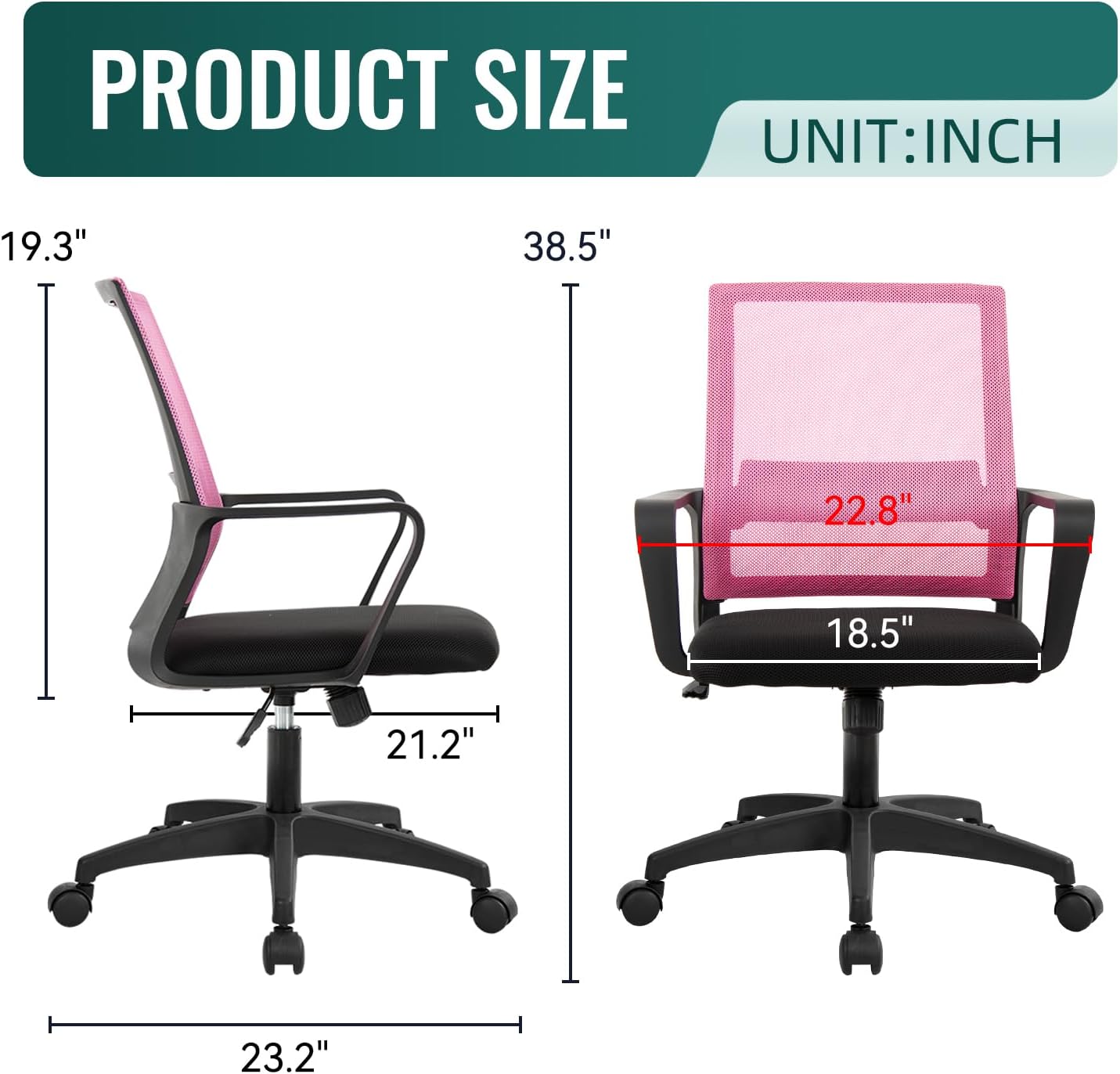 Silla de escritorio ergonómica de malla para computadora, moderna, de media...