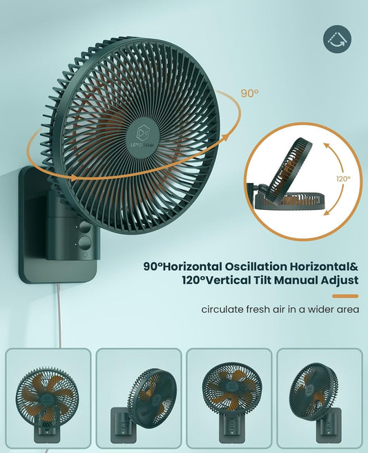LEMOISTAR Ventilador pequeño de pared de 8 pulgadas con control remoto,...