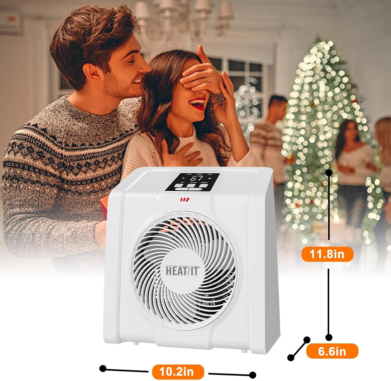 HEATIT Calentador de espacio para interiores, pantalla digital con termostato,...