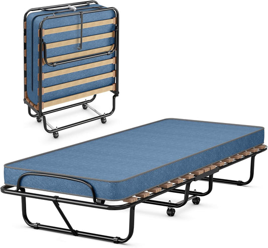 Cama plegable con colchón de 3 pulgadas para adultos, fabricada en Italia, cama