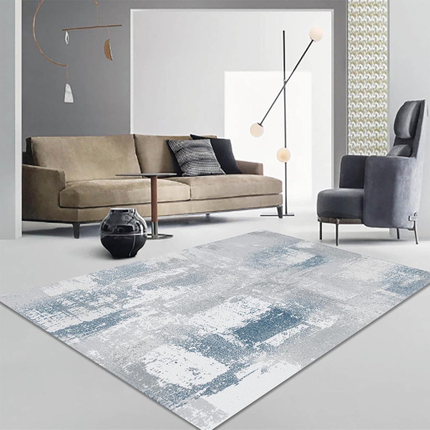 Finoren - Alfombra artística abstracta de 3 x 5 pies, para dormitorio, sala de...