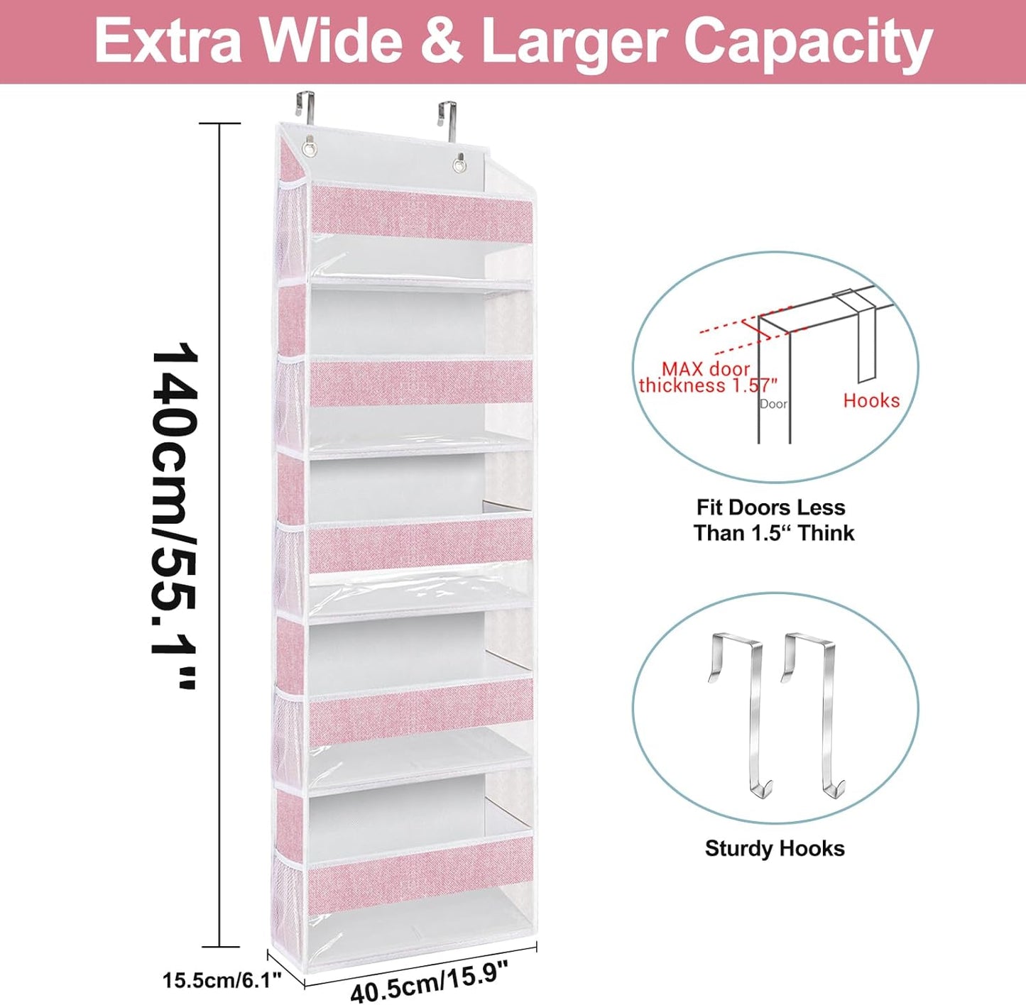 homyfort Organizador para colgar sobre la puerta con 5 bolsillos grandes, 10...