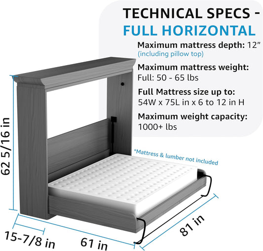 Create-A-Bed Kit de cama Murphy Deluxe de tamaño completo, horizontal