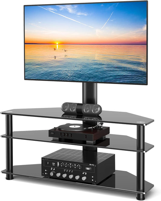 TAVR Furniture Soporte giratorio para TV de suelo con mesa para televisores de...