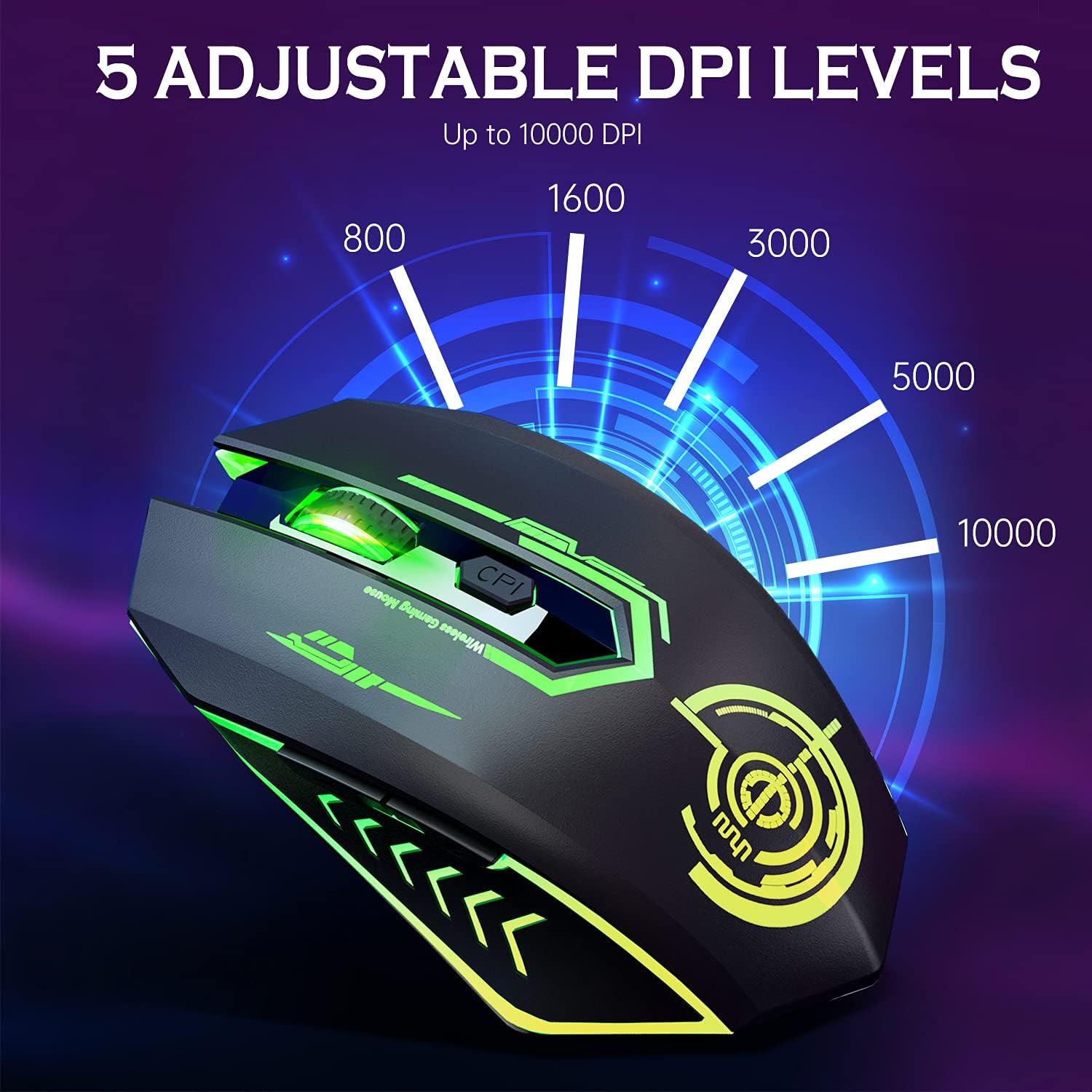 Wireless USB Gaming Mouse, recargables uhuru 5 botones 7 Changeable LED Color...
