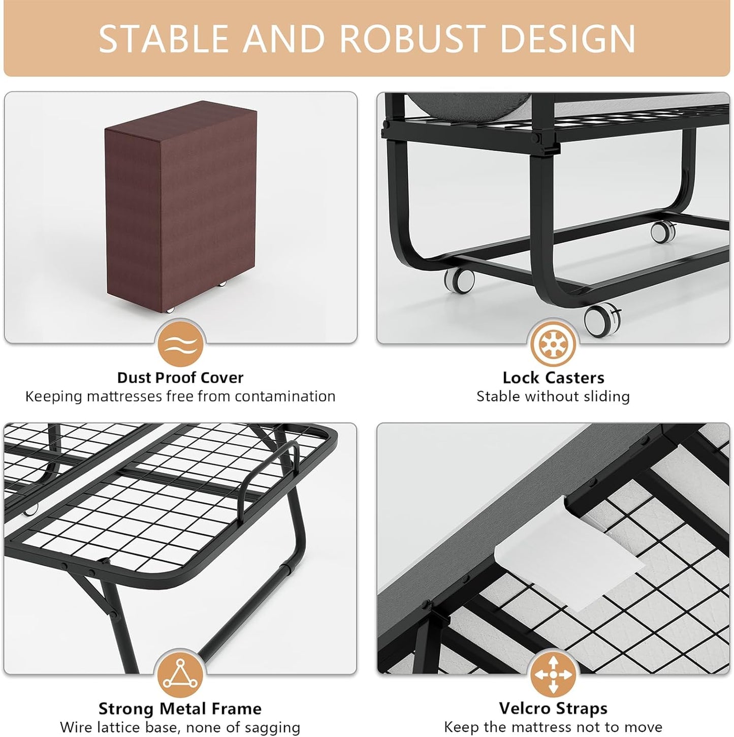 Cama plegable con colchón Cama plegable portátil para adultos enrollables para