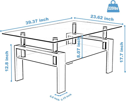 Mesa de centro de cristal moderna con almacenamiento para sala de estar con...